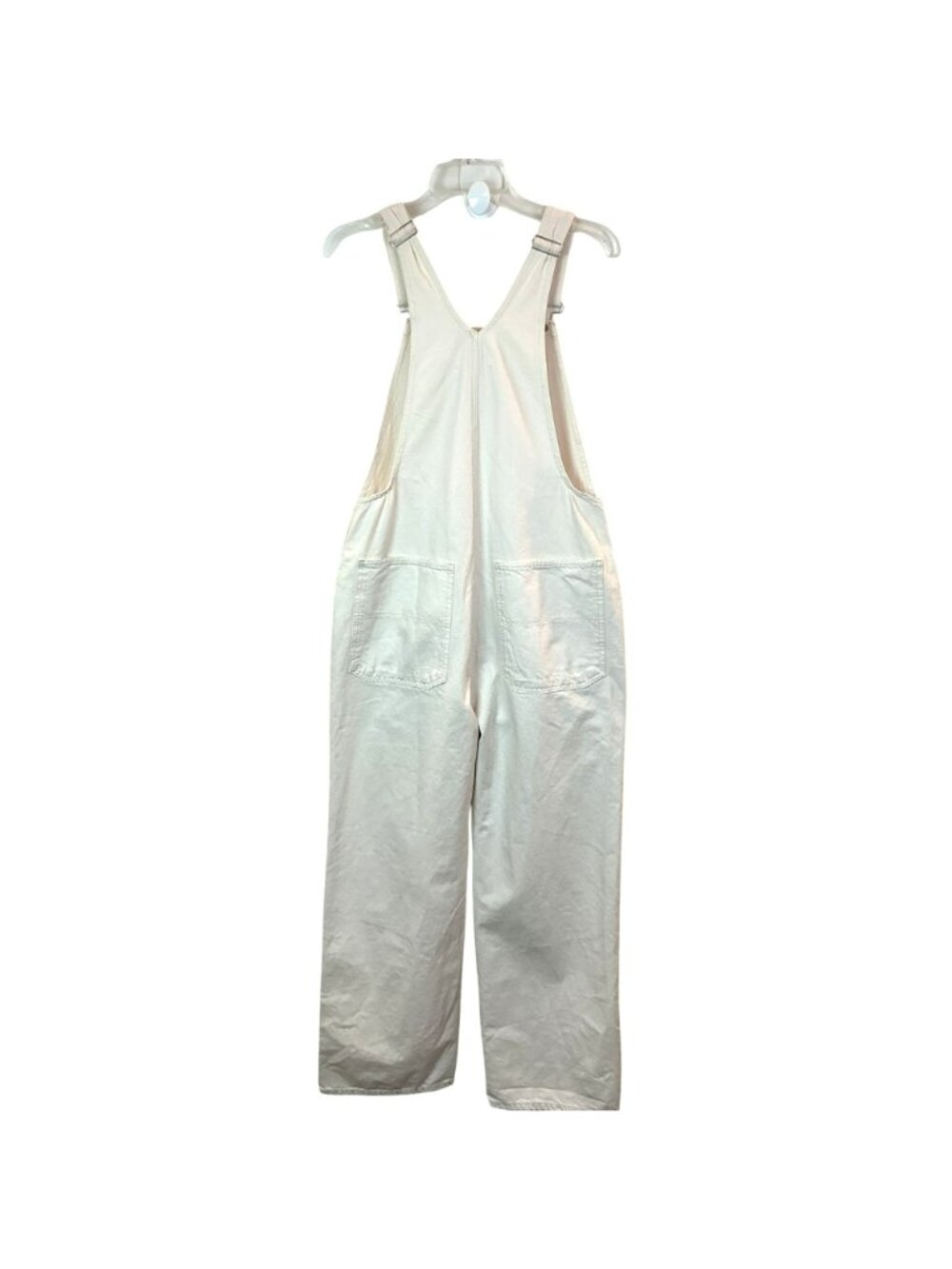 Reformation River Relaxed Organic Cotton Wide Leg Overalls Womens 6 Off-White - Picture 5 of 12